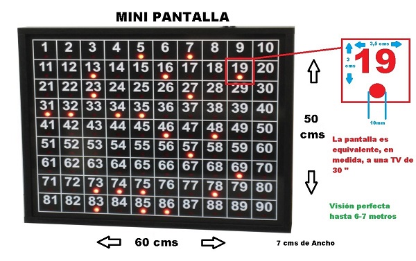 pantalla pequeña bingo medidas
